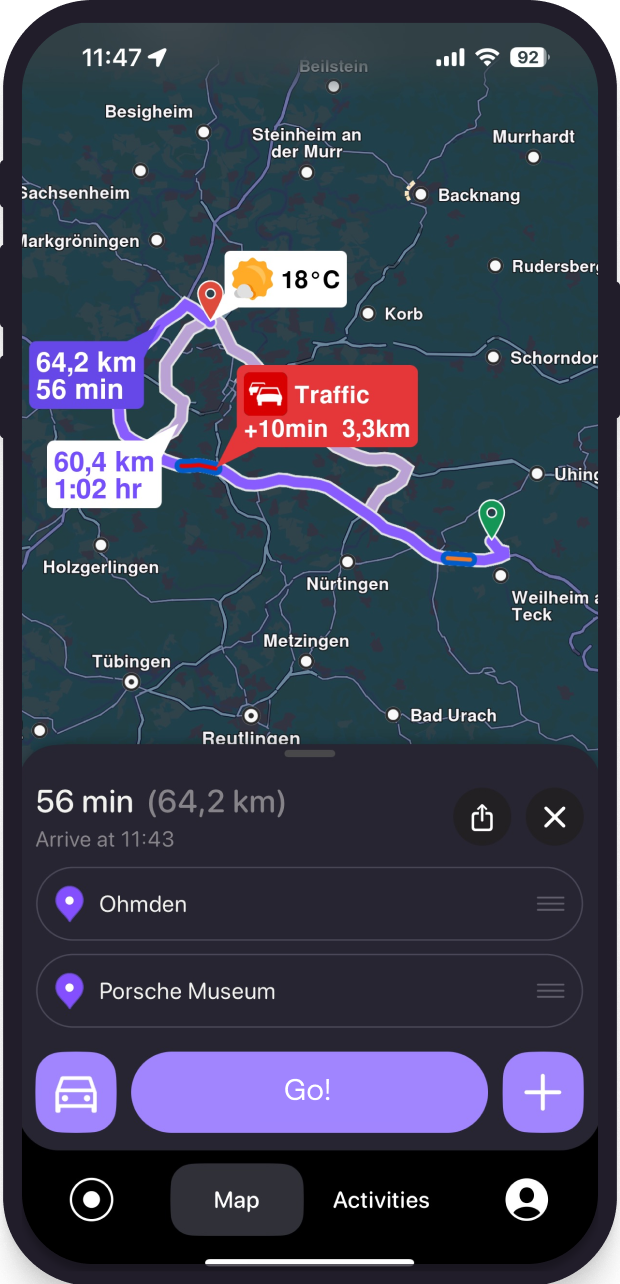 mobile device showing the feature